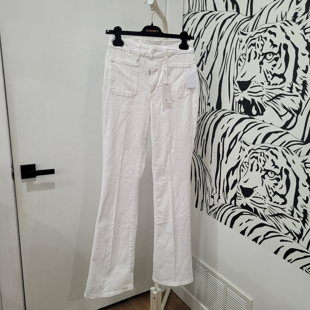 Good American White Denim Slim Bootcut Pants